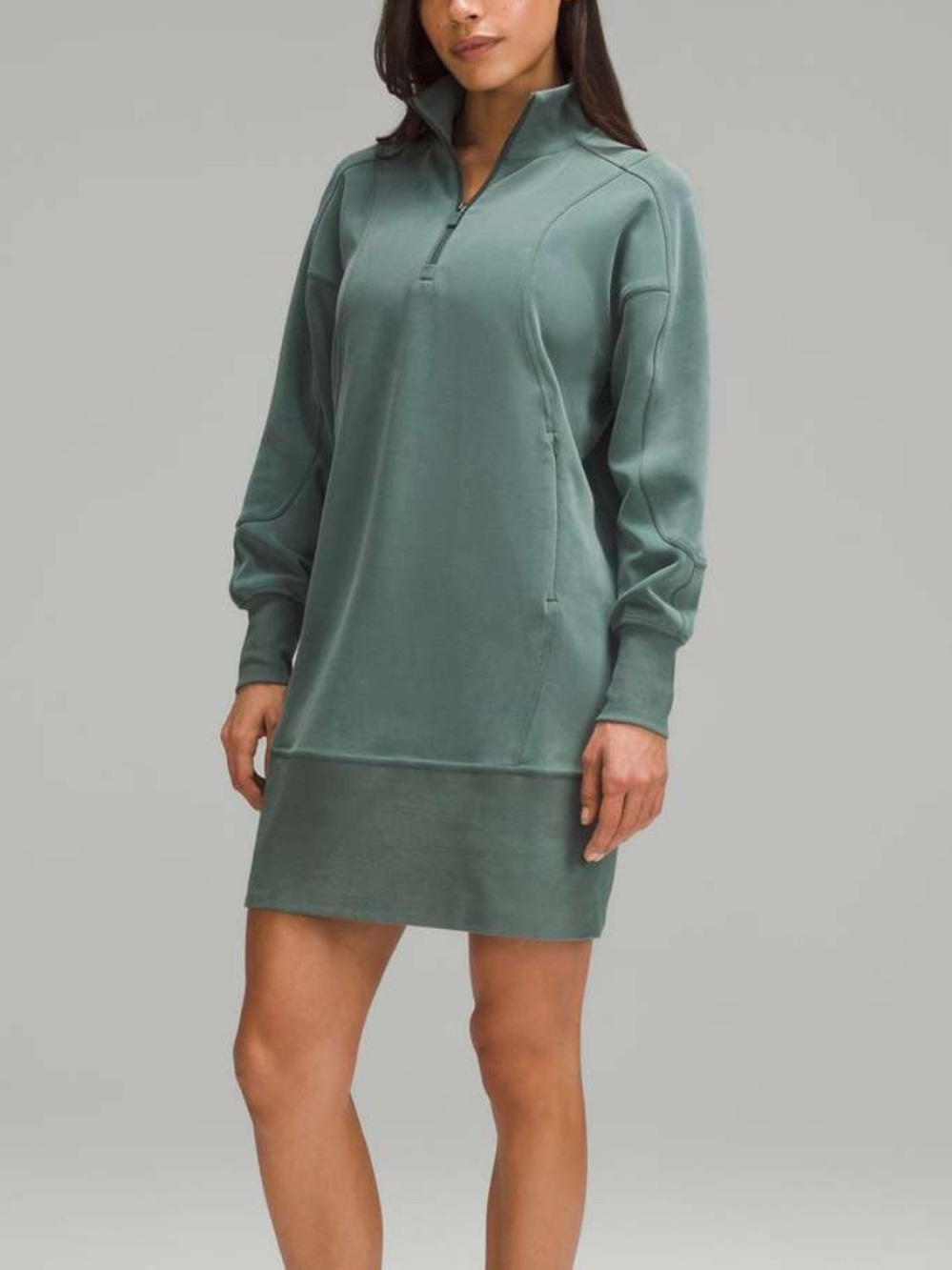 lululemon athletica Sage Green Half-Zip Sweatshirt Dress